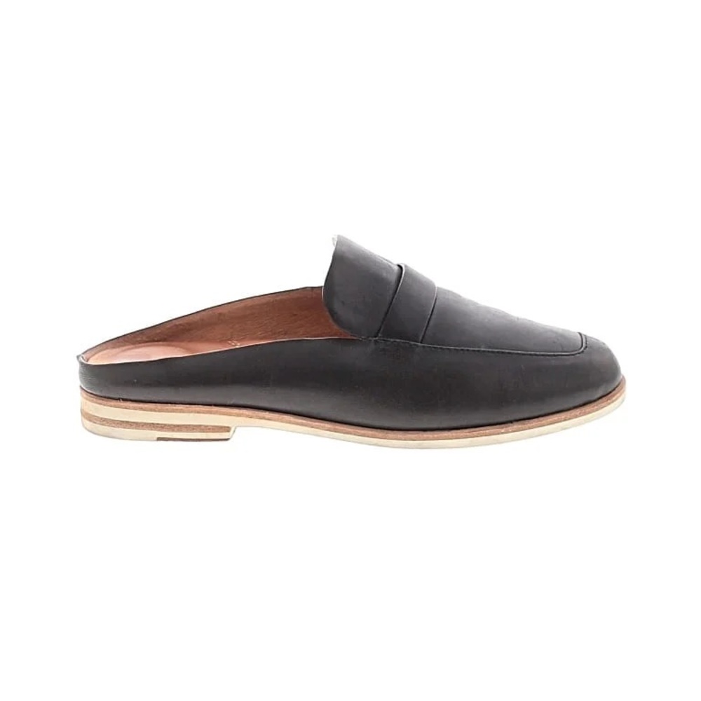 gentle souls Black Leather Slip-On Mule Loafer